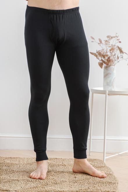 Кальсоны мужские из эластичной рибаны с начесом черный