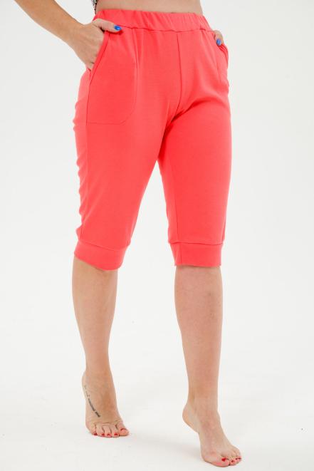 Бриджи женские из интерлока на манжете коралл