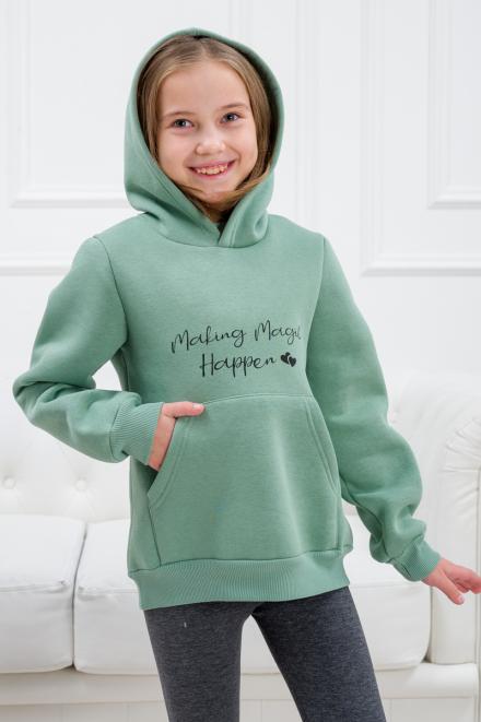 Худи подростковое из футера с начесом Непоседа фисташковый Худи подростковое из футера с начесом Непоседа фисташковый