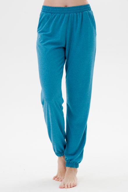 Брюки женские из кулирки на резинке бирюза