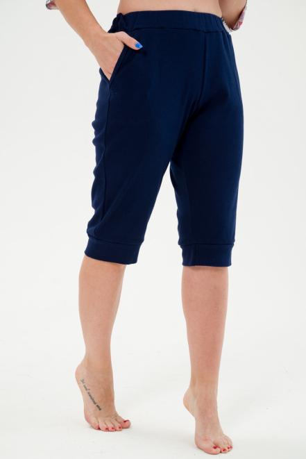 Бриджи женские из интерлока на манжете темно-синий
