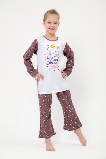 Пижама детская из кулирки Кисонька белый
