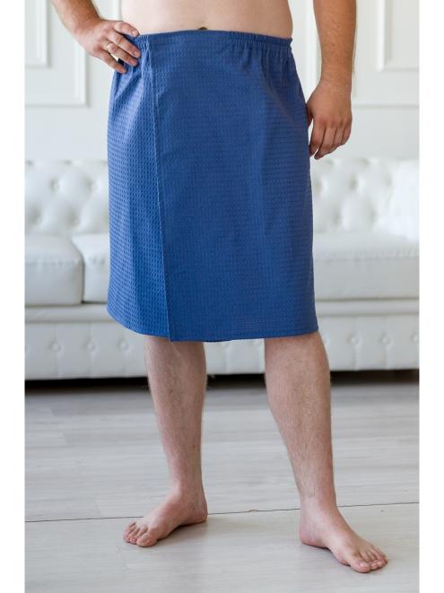 Килт банный мужской из вафельного полотна темно-синий