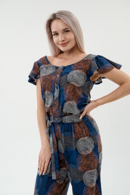 Комбинезон женский из кулирки Верена спилы синие