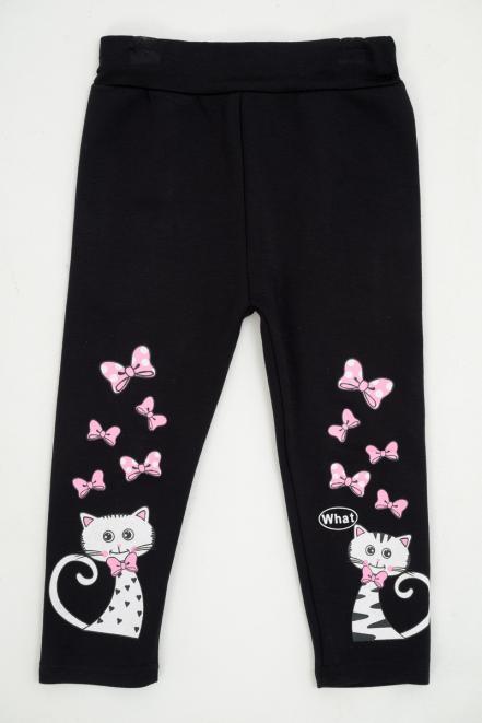 Легинсы детские из бамбука котик на темно-синем