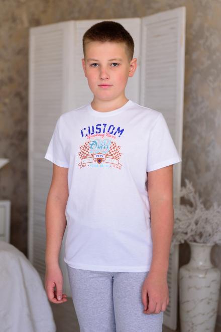 Футболка детская из кулирки  Мото 2 белый