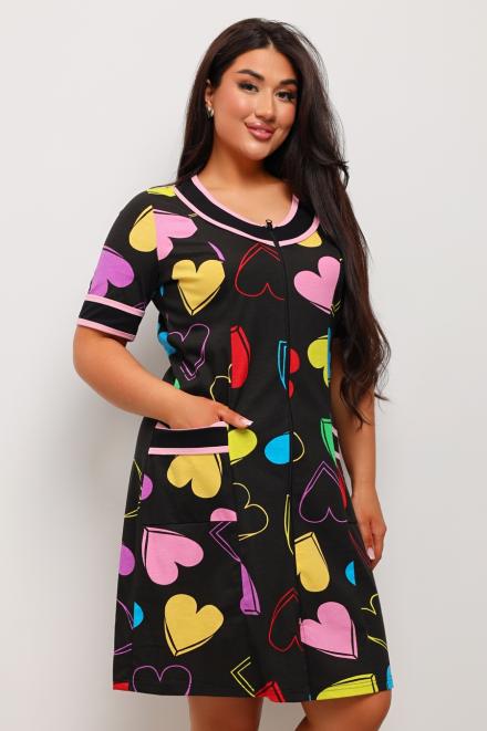 Халат женский из кулирки Марфа сердечки макси Халат женский из кулирки Марфа сердечки макси