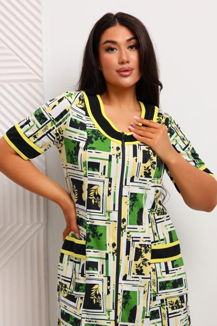 Халат женский из кулирки Марфа цитрусовый микс макси