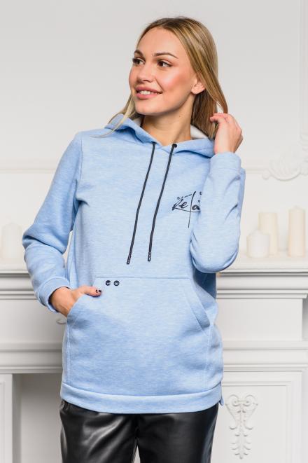 Худи из футера 3-хн Нью-Йорк голубой меланж
