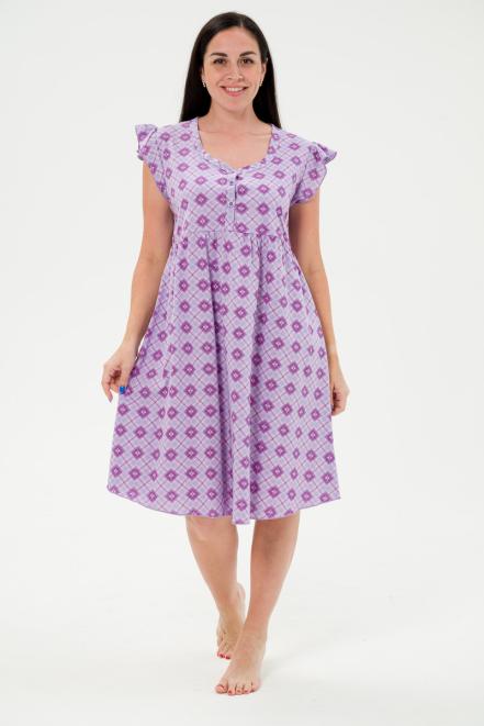 Ночная сорочка из кулирки Анита сиреневый ромб