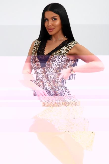 Ночная сорочка женская из масла Ева гепард макси