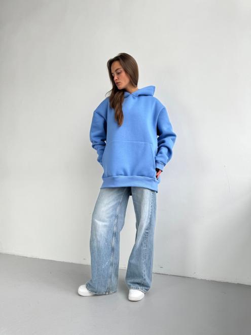 Толстовка женская из футера 3-х нитка начёс туманно-голубой