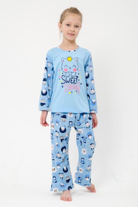 Пижама детская из кулирки Кисонька голубой