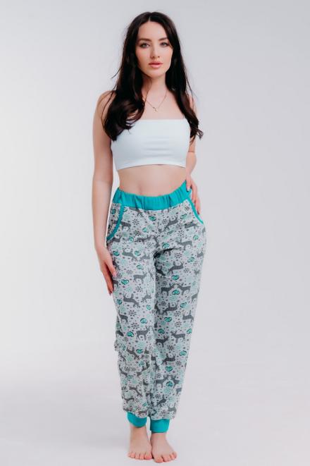 Брюки женские из кулирки на манжете зелёный