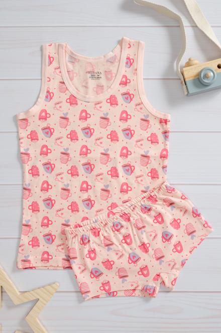 Комплект детский из трусов и майки из кулирки с лайкрой персиковый