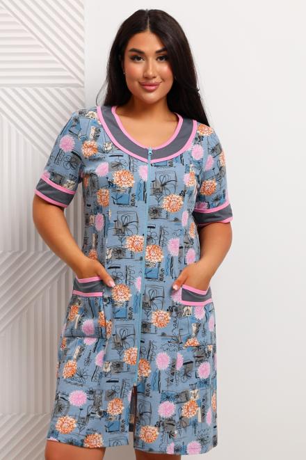 Халат женский из кулирки Марфа астра макси Халат женский из кулирки Марфа астра макси