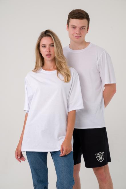 Футболка Движение женская из кулирки оверсайз белый Футболка Движение женская из кулирки оверсайз белый