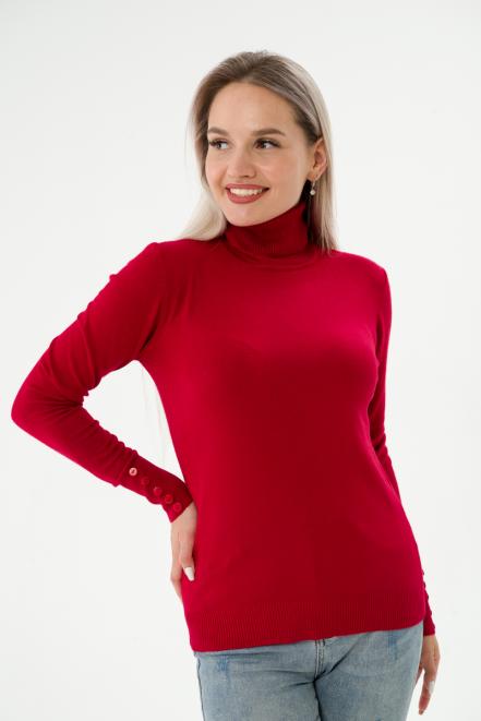 Водолазка женская из трикотажа с пуговичками красный