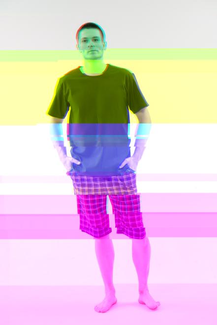 Пижама мужская из футболки с коротким рукавом и бридж из кулирки Генри темно-синий