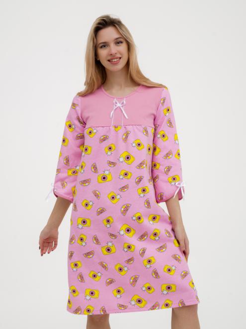 Ночная сорочка женская из футера Эмма розовый