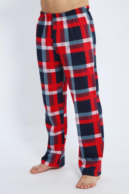 Брюки домашние мужские из кулирки красная клетка