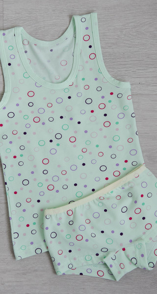 Комплект детский из майки и трусиков из кулирки  Шарики зеленый