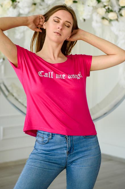 Футболка женская из вискозы Лирика малиновый Call me angel Футболка женская из вискозы Лирика малиновый Call me angel