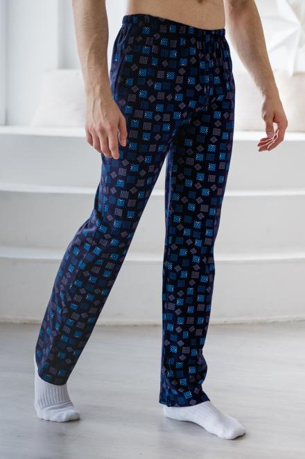 Брюки домашние мужские из кулирки темно-синий макс