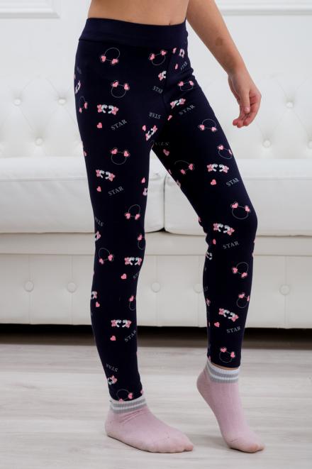 Легинсы детские из бамбука сердечки темно-синий