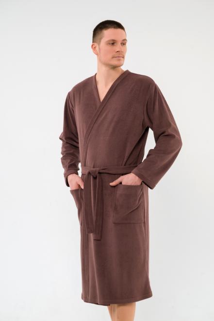 Халат мужской из махры Ренат темно-коричневый макси Халат мужской из махры Ренат темно-коричневый макси