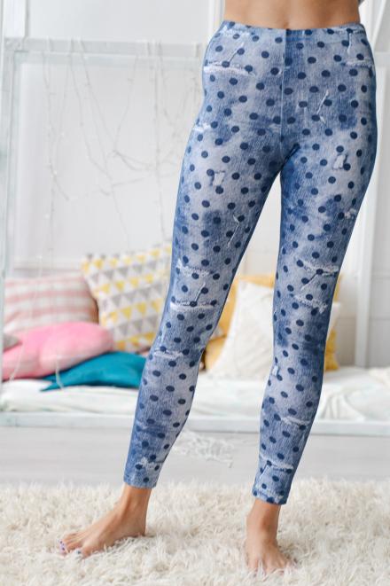 Легинсы женские из кулирки с лайкрой Стася синий горох