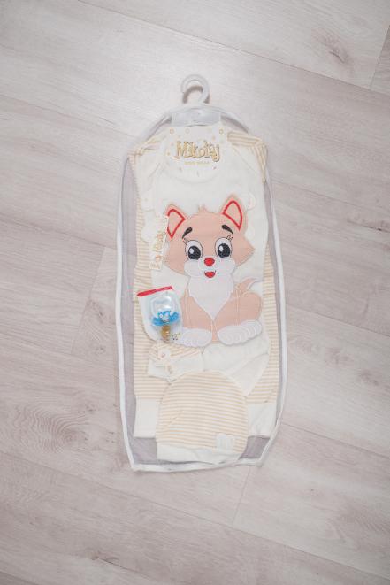 Набор для новорожденного из интерлока Малыш котенок бежевый