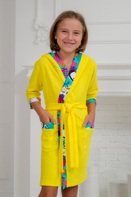 Халат подростковый из махры Ассоль желтый