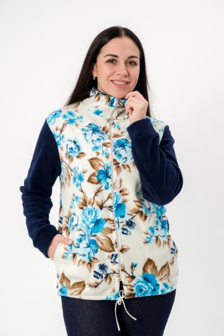 Толстовка комбинированная из флиса Ирма темно-синий, белый Толстовка комбинированная из флиса Ирма темно-синий, белый