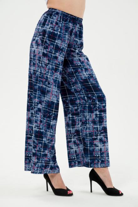 Брюки палаццо из штапеля Диана синяя клетка
