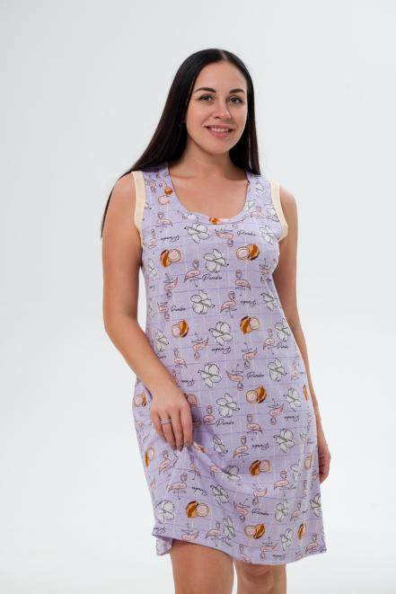 Ночная сорочка женская из кулирки Мария фламинго макси Ночная сорочка женская из кулирки Мария фламинго макси