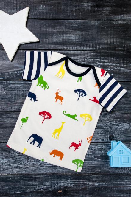 Кофточка с коротким рукавом из интерлока Happy Zoo синий