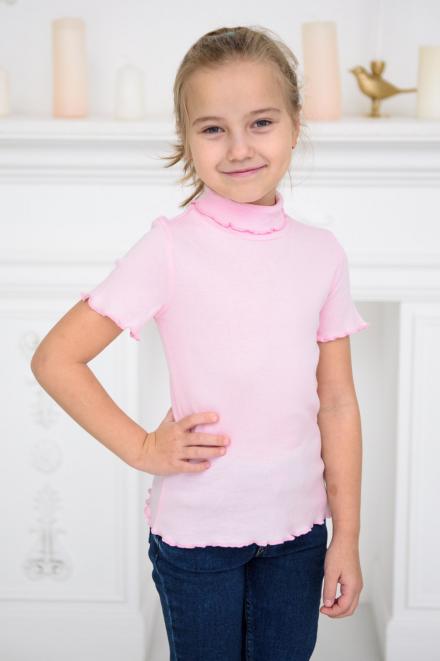 Водолазка подростковая с коротким рукавом из рибаны Бетси 2 розовая