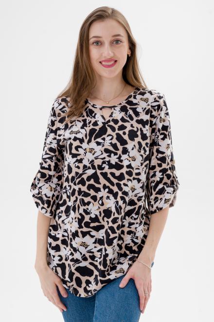 Туника женская из кулирки Полина цветок крем макси Туника женская из кулирки Полина цветок крем макси