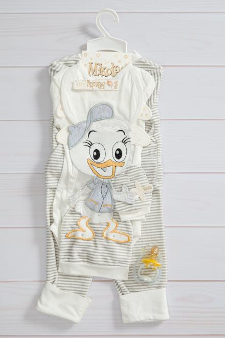 Набор для новорожденного из велюра Карапуз утенок серый