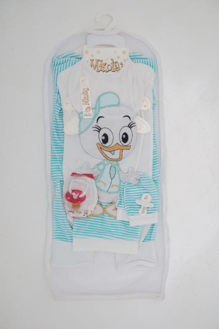 Набор для новорожденного из интерлока Малыш утенок мятный