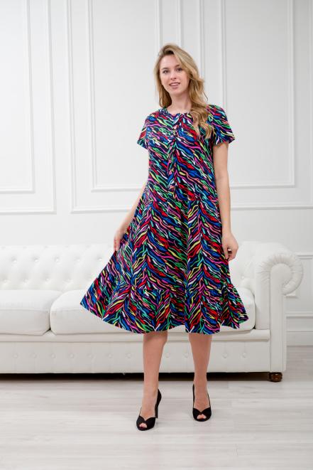 Платье женское из кулирки Кармелита цветные полосы Платье женское из кулирки Кармелита цветные полосы