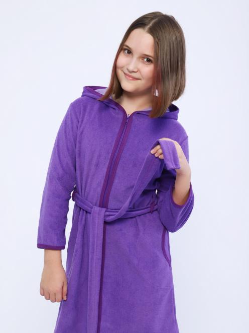 Халат подростковый из махры Американка сиреневый