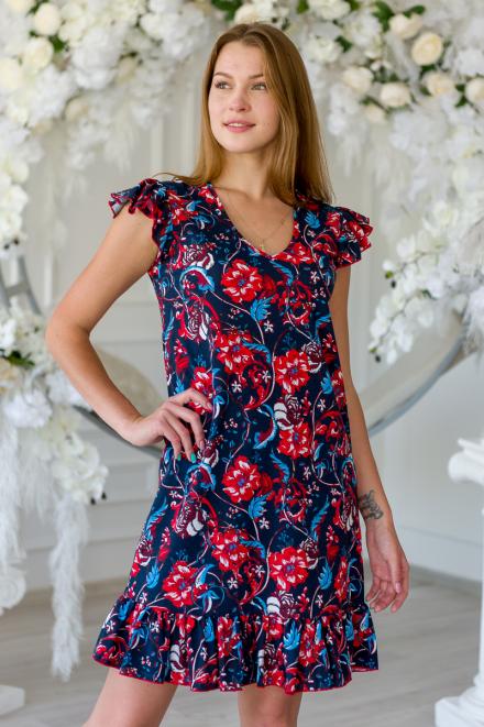 Платье женское из кулирки Элиза сине-красный Платье женское из кулирки Элиза сине-красный