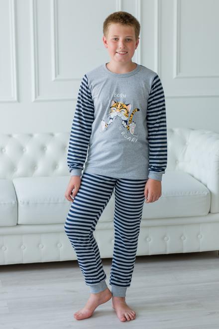 Костюм детский из джемпера и брюк с манжетами из кулирки Радость синий