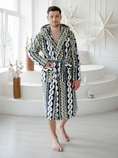 Халат мужской из велсофта Ларри хаки