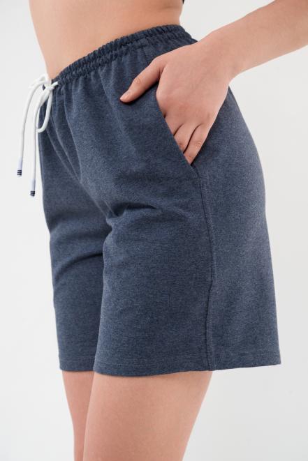 Шорты женские из футера Таиланд индиго меланж 2 Шорты женские из футера Таиланд индиго меланж 2