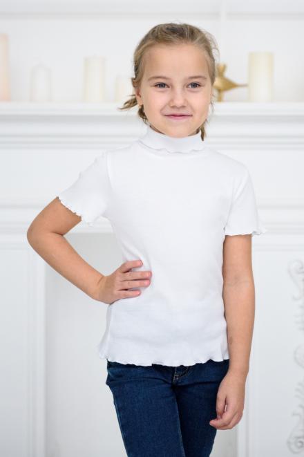Водолазка подростковая с коротким рукавом из рибаны  Бетси 2 белый