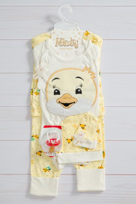 Набор для новорожденного из интерлока Малыш утенок желтый