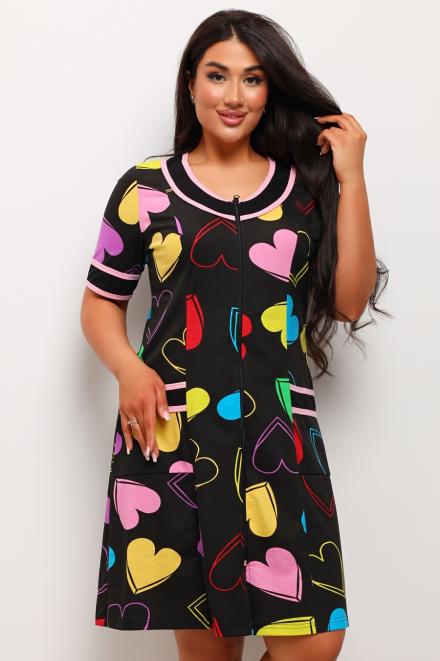 Халат женский из кулирки Марфа сердечки